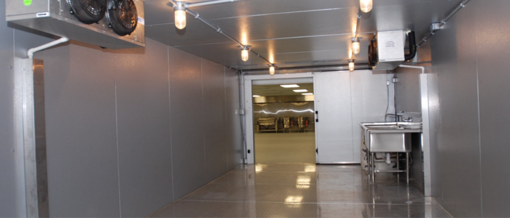 Interior of an operating Kitchen Corps temporary hospital kitchen