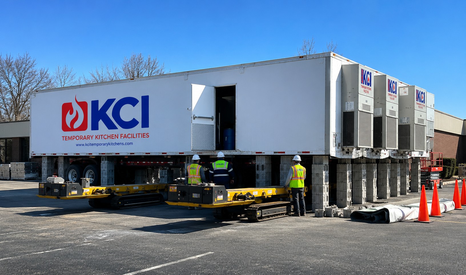 KCI Temporary Kitchens five-wide temporary kitchen facility being installed at Citizens Memorial Hospital in Bolivar, Missouri.